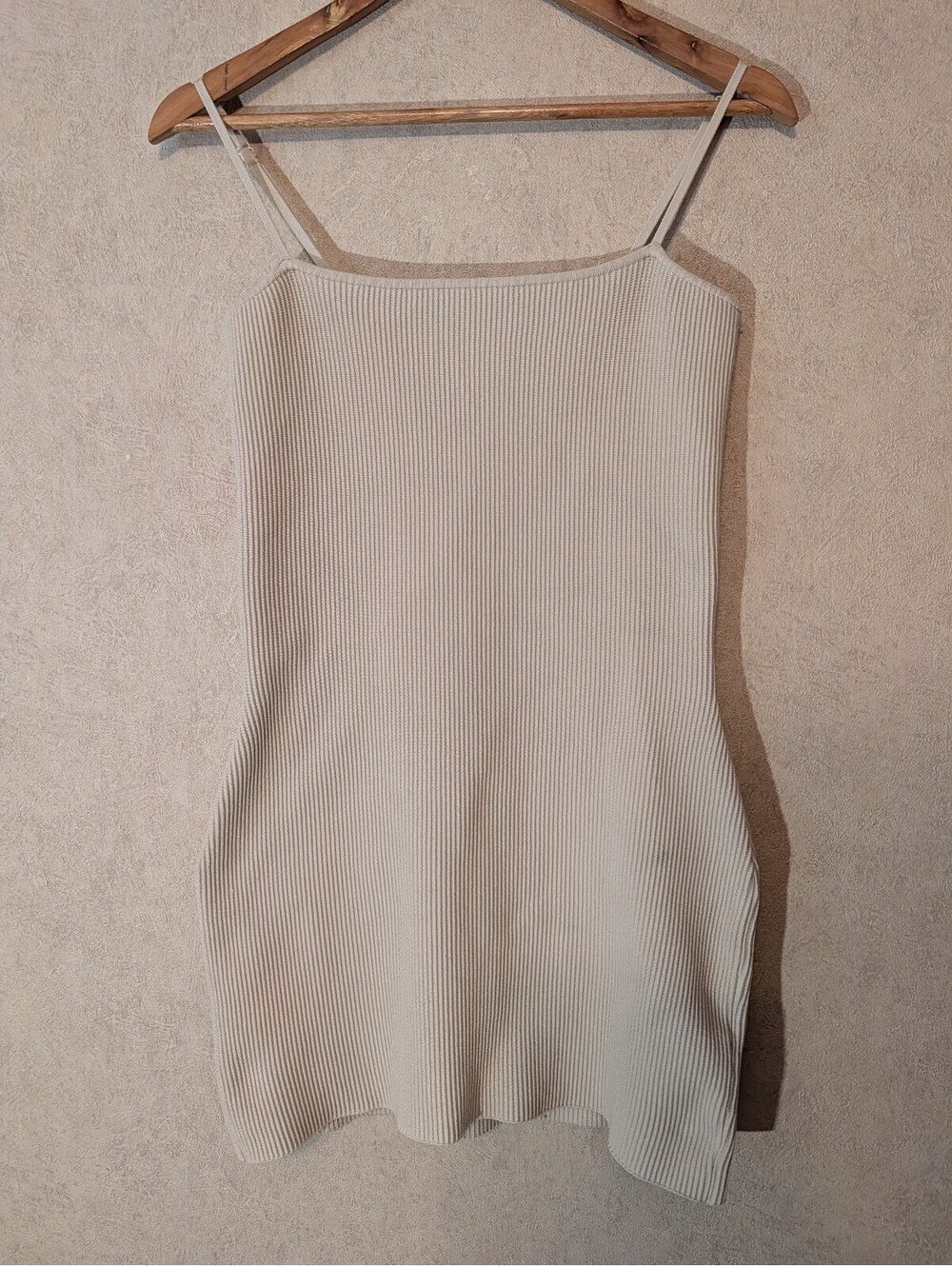 ARITZIA Babaton cream ribbed bodycon mini dress sz L